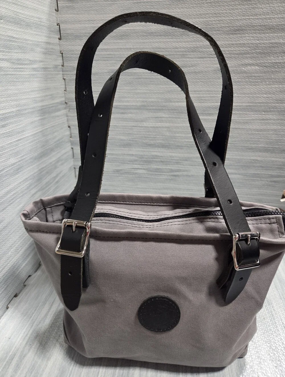 Duluth Pack Canvas & Leather Lakewalk Tote Grey Purse Bag Women’s